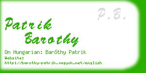 patrik barothy business card